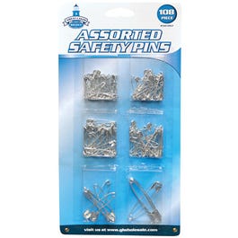 Safety Pins, AssortedSizes & Colors, 108-Ct.