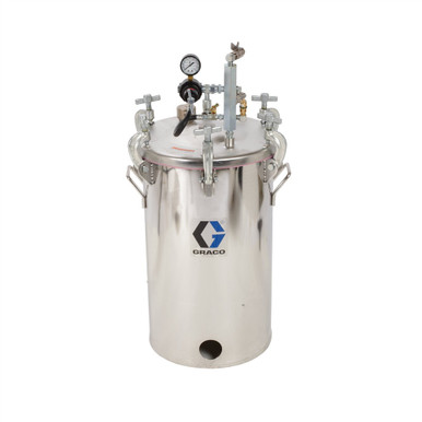 Opens dialog GRACO 236144 - Stainless Steel Pressure Tank, 10 Gal, Low Pressure (HVLP), Regulated to 15 PSI, ASME