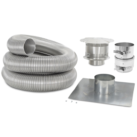 4" x 35ft Aluminum Gas Fireplace Insert Chimney Liner Kit