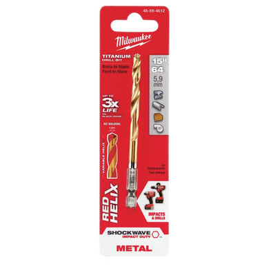 Milwaukee 48-89-4612 15/64 in. Titanium Shockwave Drill Bit