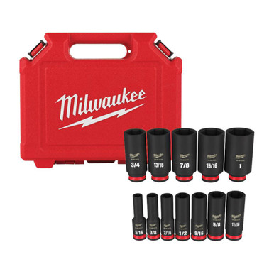 Milwaukee 49-66-7006 12pc Impact 3/8 Drive SAE Deep Socket Set