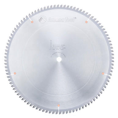 Opens dialog Amana 514101-5/8HD Carbide Tipped Aluminum and Non-Ferrous Metals 12" D x 96T TCG, -6 Deg, 5/8 Bore,