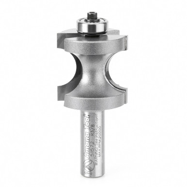 Opens dialog Amana 51572 Carbide Tipped Bullnose 3/8 R x 1-3/8 D x 1-5/16 CH x 1/2" Shank w/ Lower Ball Bearing