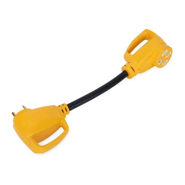 Camco 55460 Power Grip 30 Amp Circuit Analyzer Dogbone Adapter with Surge Protection, 18″