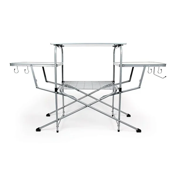 Camco 57293 Deluxe Grilling Table, Freestanding Portable Outdoor Cooking Table for RV Camping