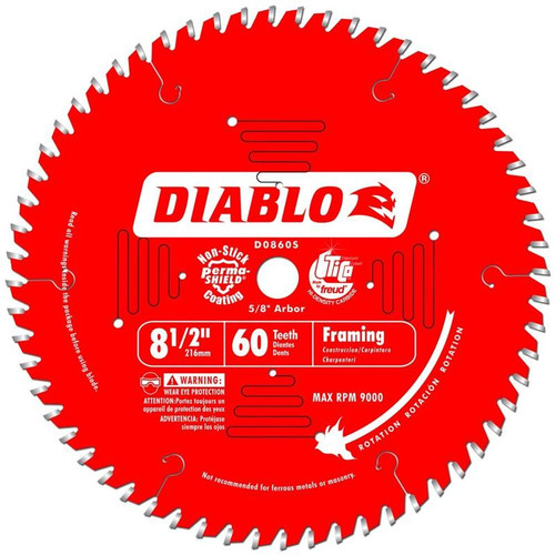Freud Diablo 8-1/2-Inch 60 Tooth Fine Finishing Miter Saw Blade with 5/8-Inch Ar