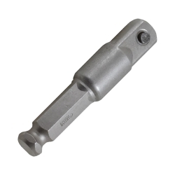 Hanson 93749 Socket Adapter, 7/16 in. Hex Shank, 1/2 in. Square Drive with Pin Lock, 3 in. Long (Bulk)