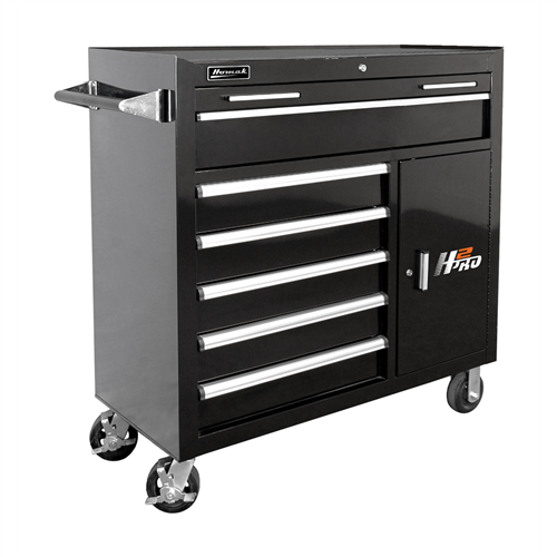 Homack MFG BK04041062 Homak Mfg. 41 in. H2Pro Series 6 Drawer Rolling Cabinet, Black