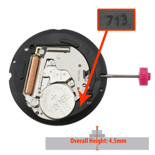 Harley Ronda 3 Hand Quartz Watch Movement HQ713.3 Overall Height 4.5mm