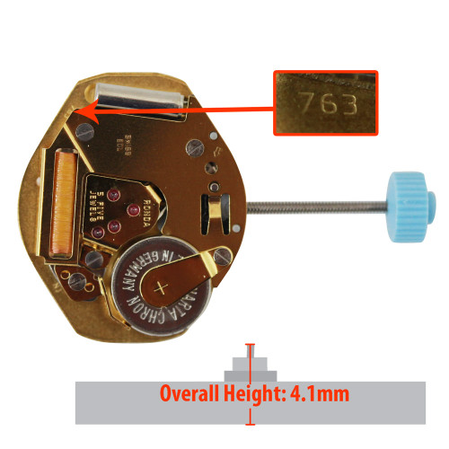 Harley Ronda 3 Hand Quartz Watch Movement HQ763G Swiss Gold Plates Overall Height 4.1mm