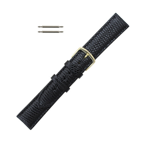 Hadley Roma 18mm BlackGenuine Java Lizard Watch Band 8 3/16 Inch Length