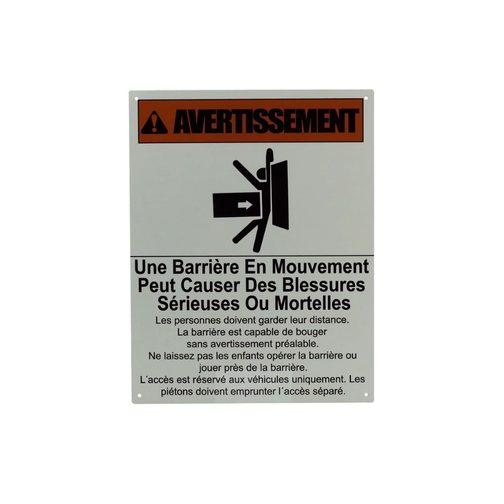 LiftMaster Warning Sign, Aluminum, French | LIF-40-3505-FR