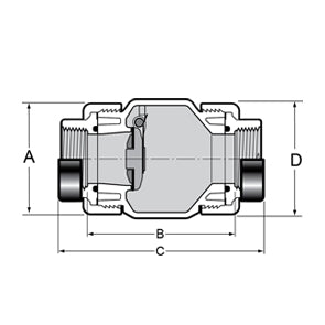 1" PVC Clear True Union Utility Spring Check Valve - SR Thread (S1780C-10FSR)