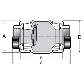 1-1/4" PVC Clear True Union Utility Spring Check Valve - Threaded(S1780C-12F)