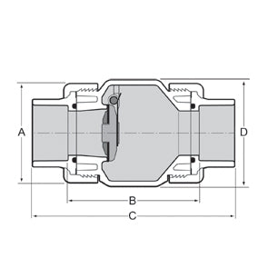 1-1/2" PVC Clear True Union Utility Spring Check Valve - Socket (S1780C-15)