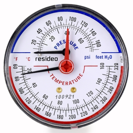 Tridicator, 1/4" NPT, 3-1/8" Dial, 60-320F, 75 psi max., 21/32" stem