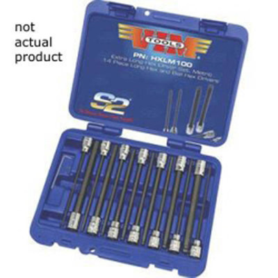 VIM Tools 3/8" Square Drive 6MM Hex Bit Socket Set, 6" OAL, 14 Pc (HXLM106)