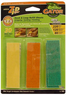 Assorted Grit Micro Zip Sander Hook & Loop Refill Sheets - 30 Pack