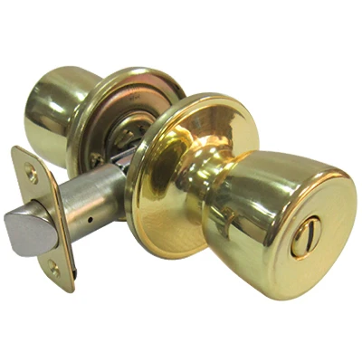Medium Tulip-style Knob Privacy Lockset With Adjustable Backset, Polished Brass Finish
