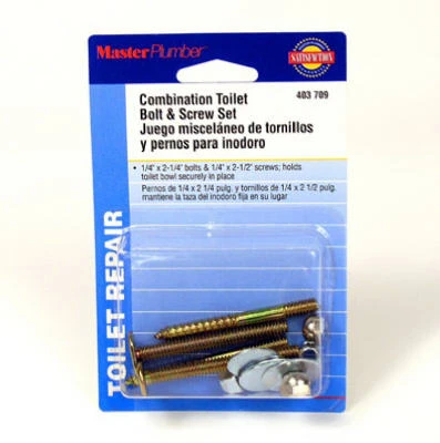 Toilet Bolt And Screw Set With Brass Plated Steel Components