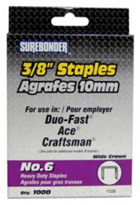 1000-pack #6 Heavy-duty 3/8-inch Staples For Staple Guns