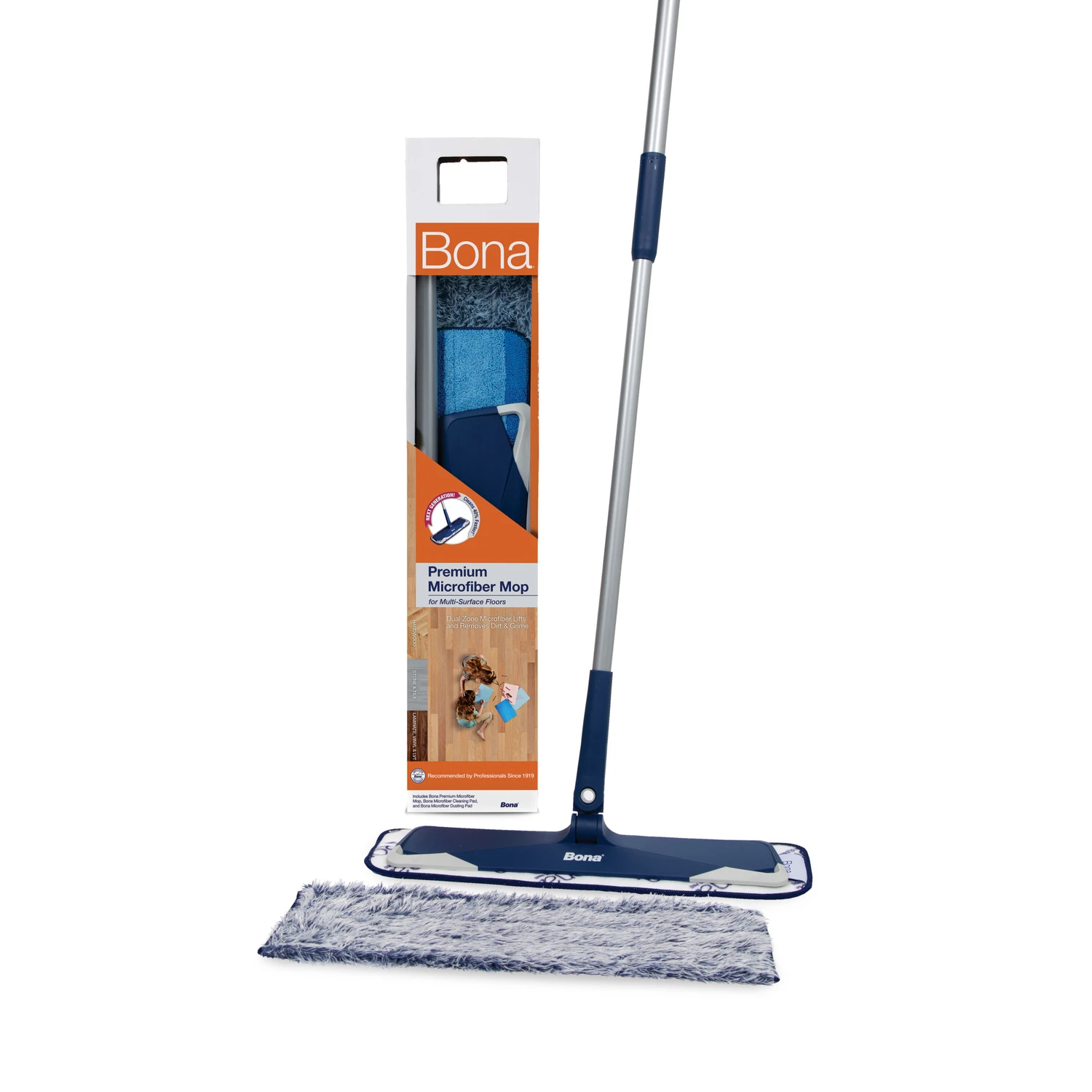Premium Microfiber Floor Mop With Telescoping Handle And Dual Zone Cleaning Pads