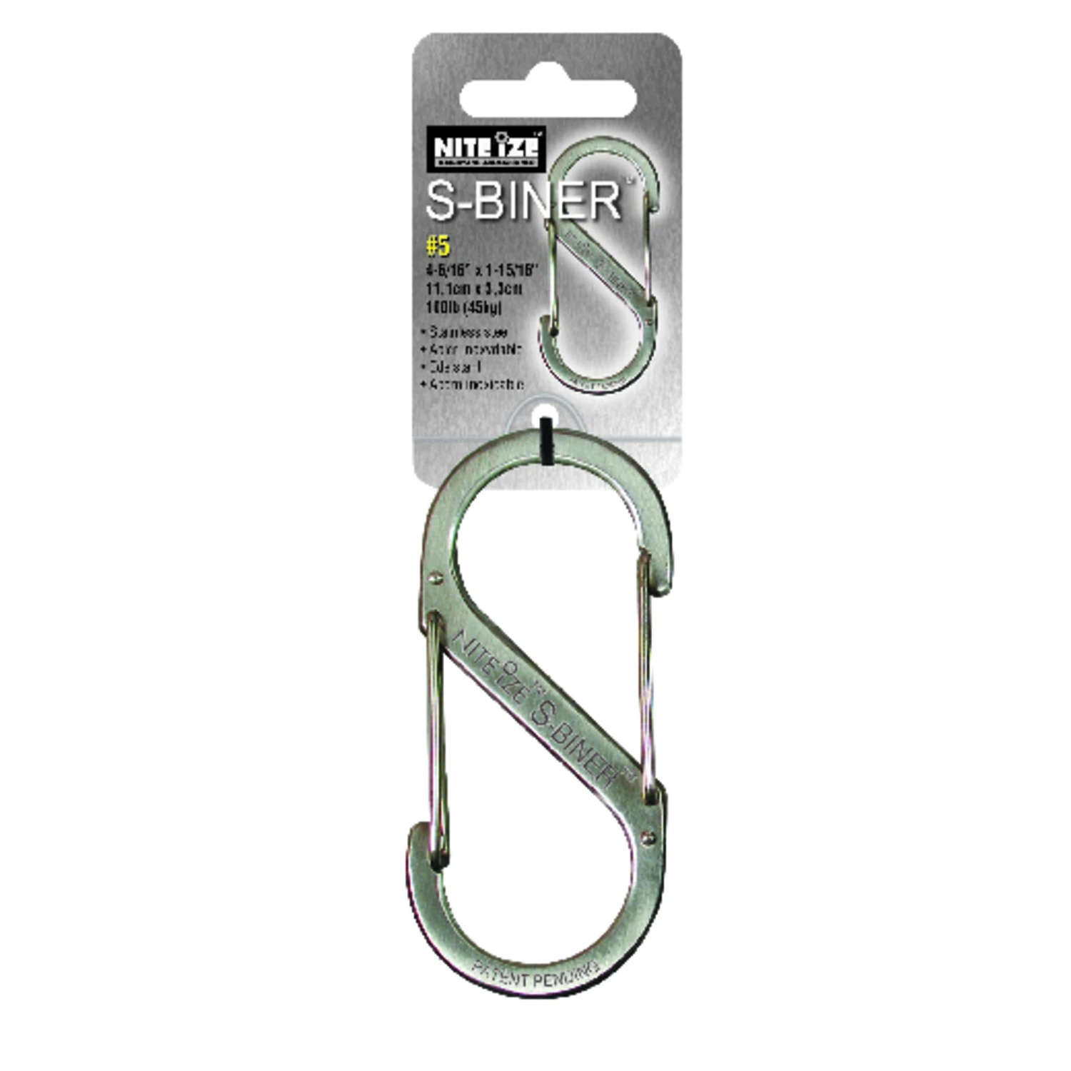 S-biner Size 5 Stainless Steel Carabiner Key Holder 100 Lb. Capacity