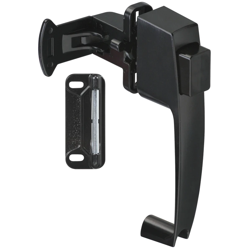 Screen & Storm Door Latch, Push-button, Black Satin, 1-1/4 In. Hole Spacing