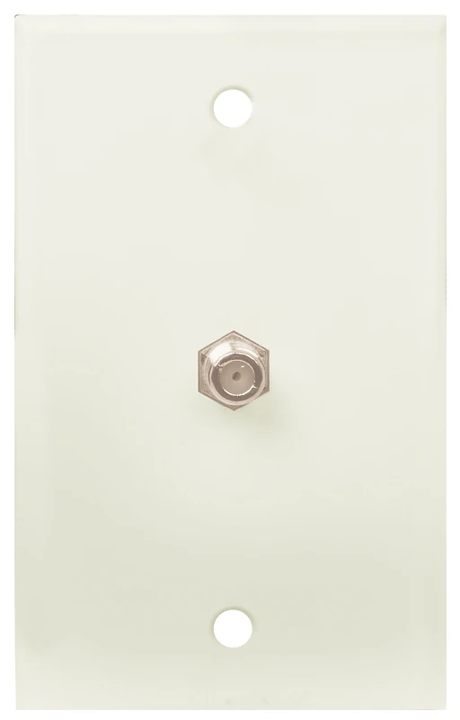Vh61r1 White Single F-connector Coaxial Wall Plate For Rg6/rg59