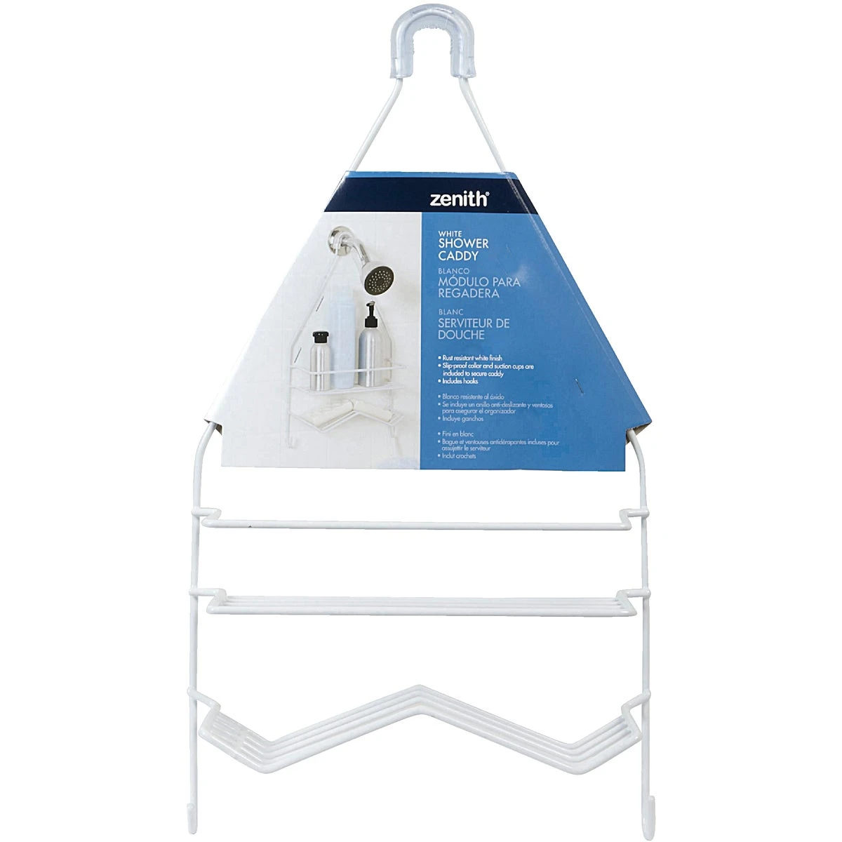 Zenna Home White Shower Caddy 10 X 17.75 In – 2-shelf Bathroom Organizer With Hooks