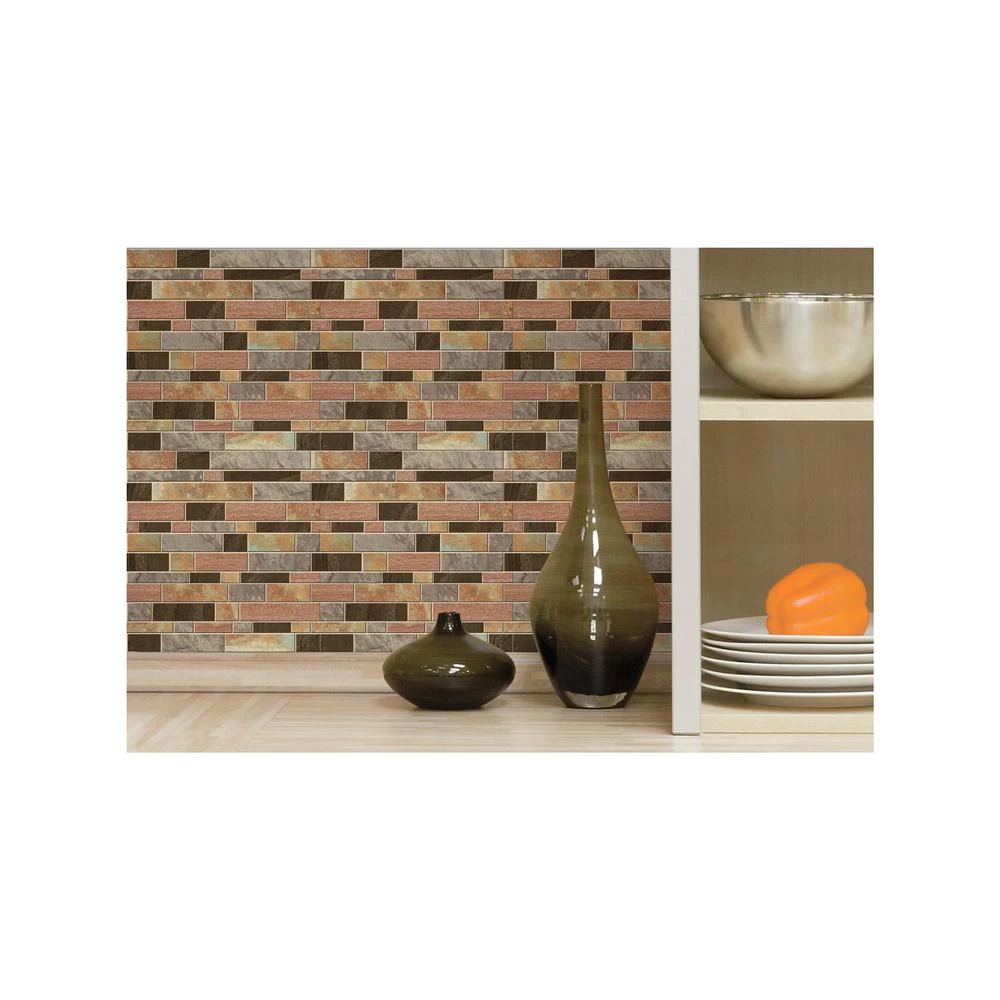 10.5 In. W X 10.5 In. H Modern Long Stone Peel And Stick Decorative Tile Backsplash (4-pack)