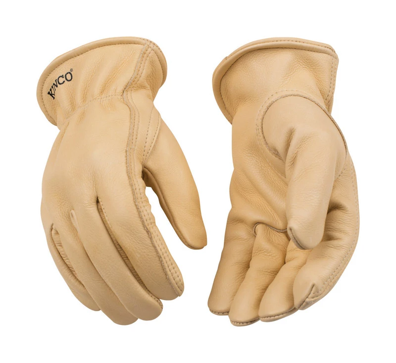 Men's Outdoor Cowhide Leather Driver Gloves Gold M 1 Pk