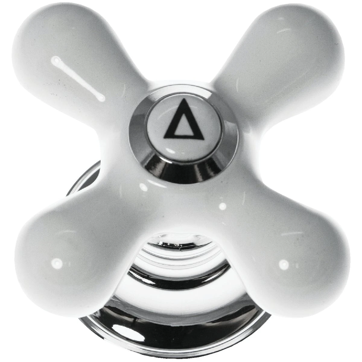 Chrome Cross Replacement Faucet Handle With White Tip - Model 46004