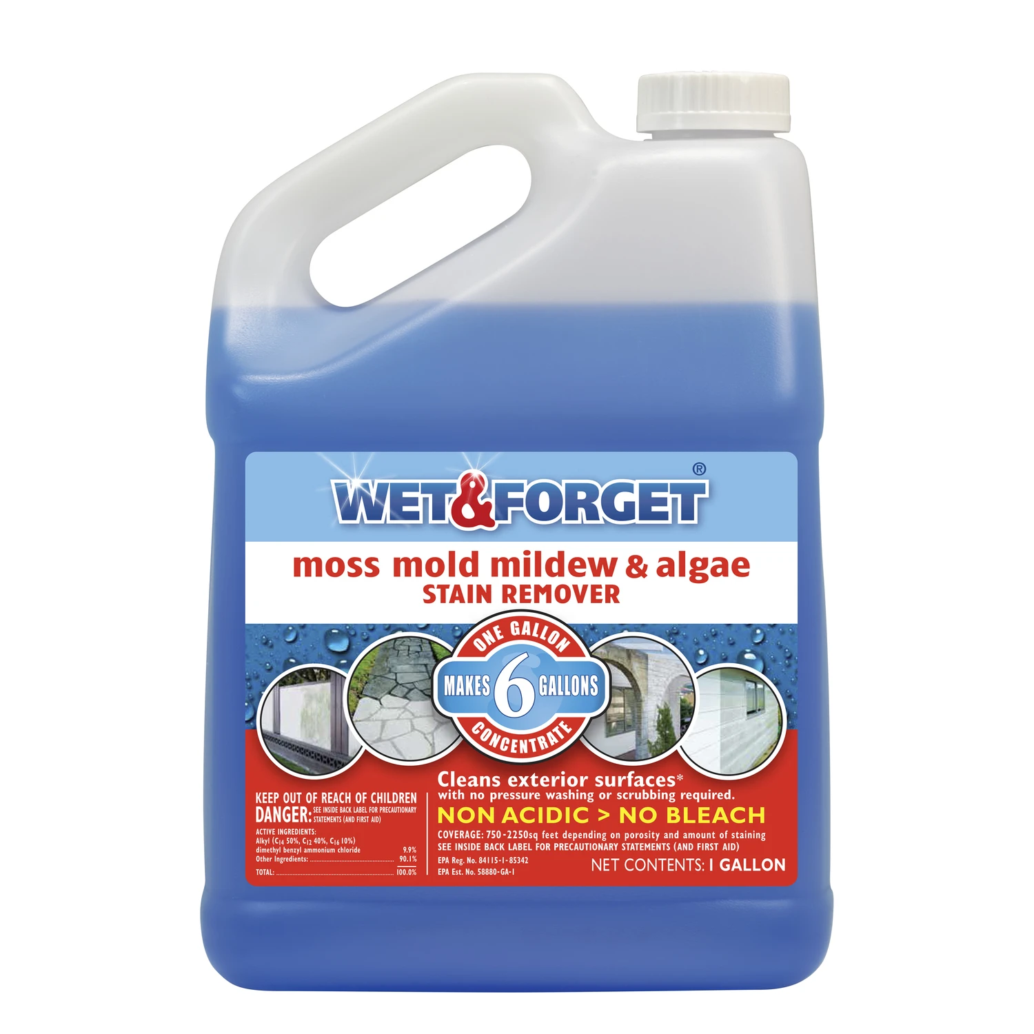 1 Gallon Concentrated Outdoor Stain Remover For Moss, Mold, Mildew & Algae