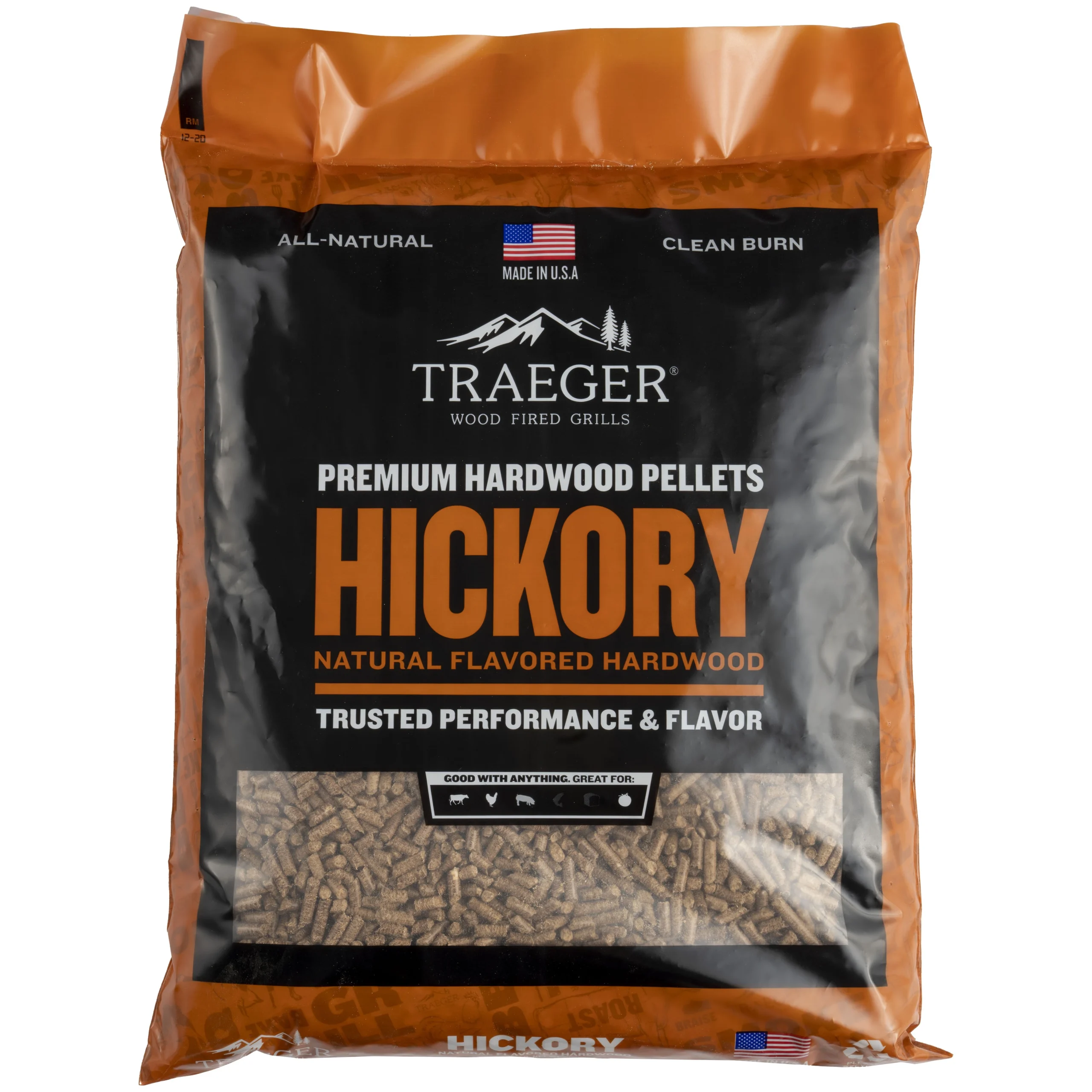 20 Lb Hickory Hardwood Barbecue Pellets For Smoking & Grilling