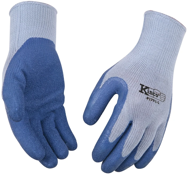 Polyester Gray Gloves, Latex Palm, Men's M