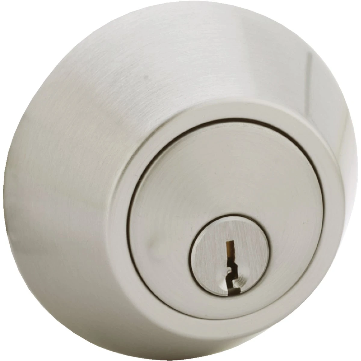 Satin Chrome Single-cylinder Deadbolt — Adjustable Backset, Kwikset Keyway