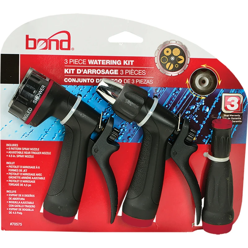 Bond 6 Pattern Adjustable Multi-pattern Abs Hose Nozzle Set - 3 Piece Kit