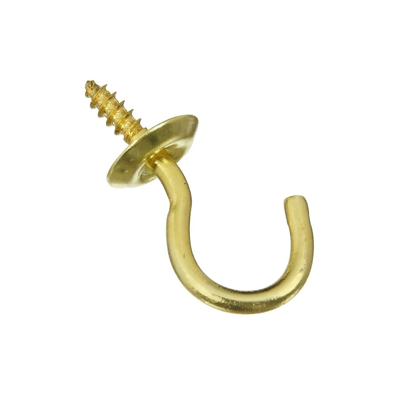 Cup Hook, Solid Brass, 3/4 In., 50-pk.