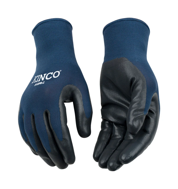Men's Indoor/outdoor Nitrile Palm Grip Gloves Blue/gray L 1 Pk