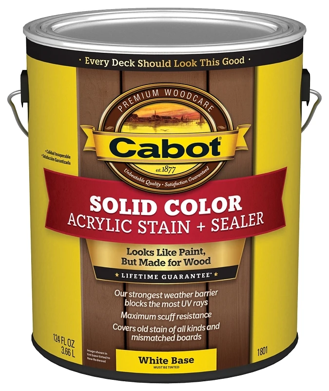 Solid Color Acrylic Deck Stain, White Base, 1 Gallon, Uv Resistant