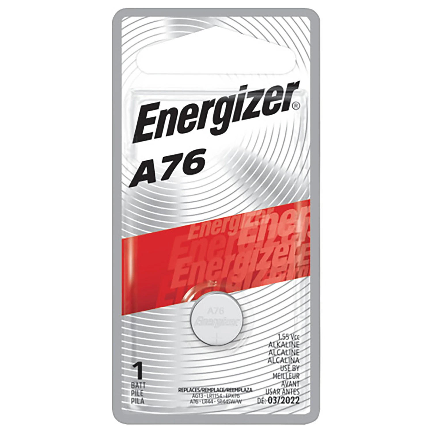 Miniature Alkaline Button Battery, A76, 1 Pack