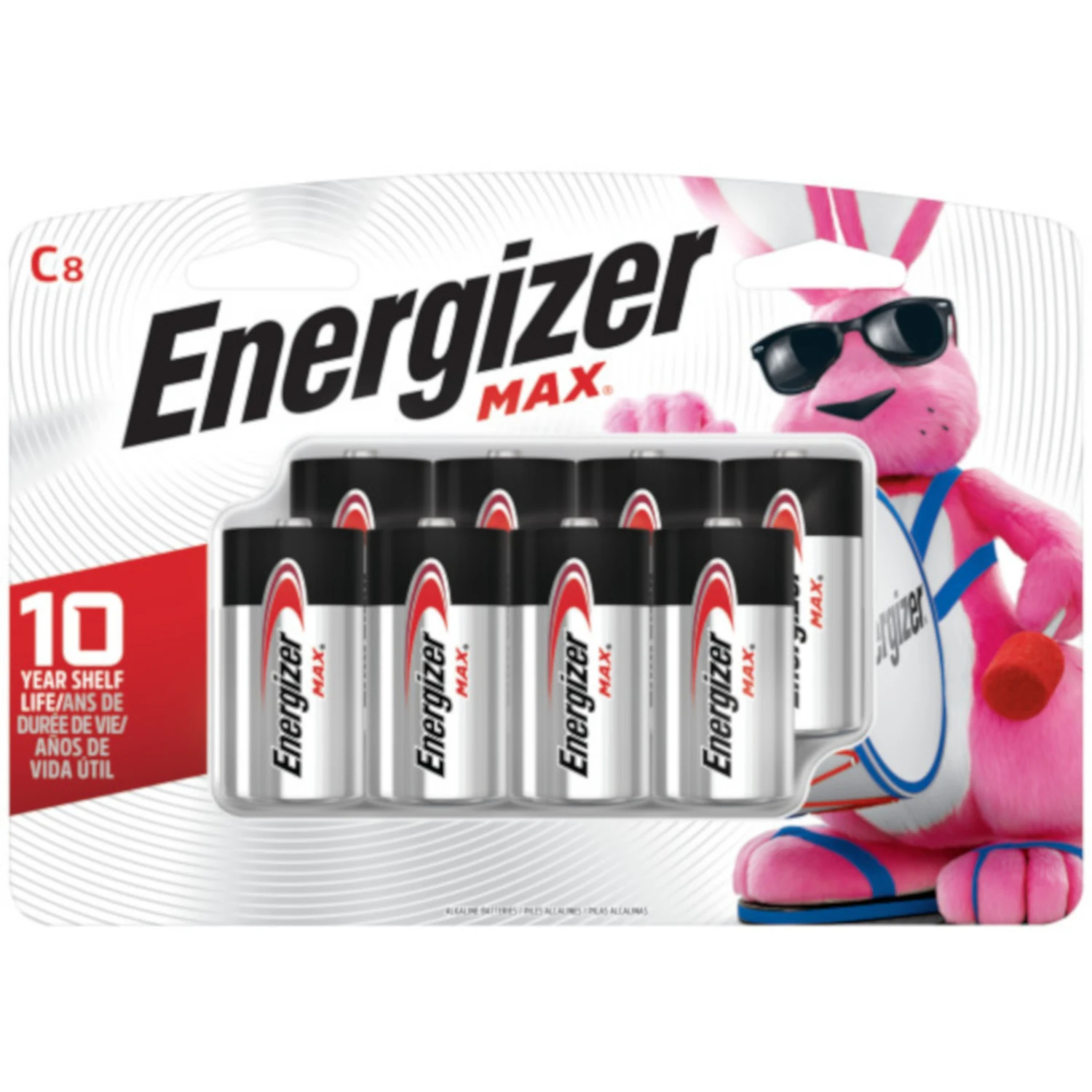 Max C Cell Alkaline Batteries, 8 Pack