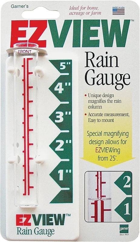 Ezview 5-inch Glass Rain Gauge With Magnified Reading