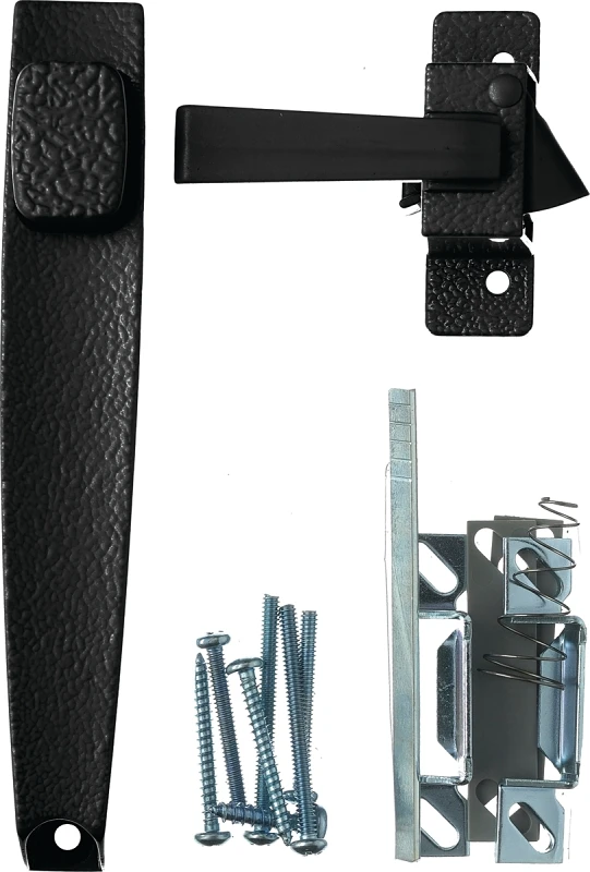 Screen & Storm Door Latch, Out Swinging, Push-button, Black