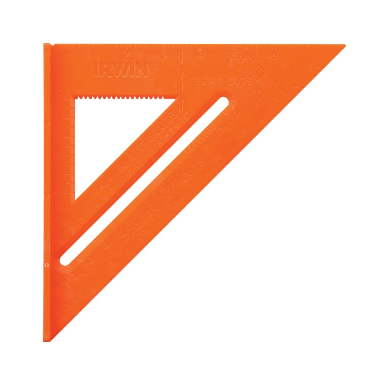 12 In. Plastic Rafter Square - Model 1794466 - High Visibility Orange