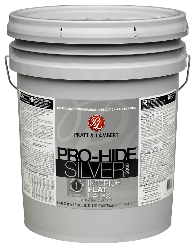 Pro-hide Silver 5000 Flat Bright White Interior Paint 5 Gallon