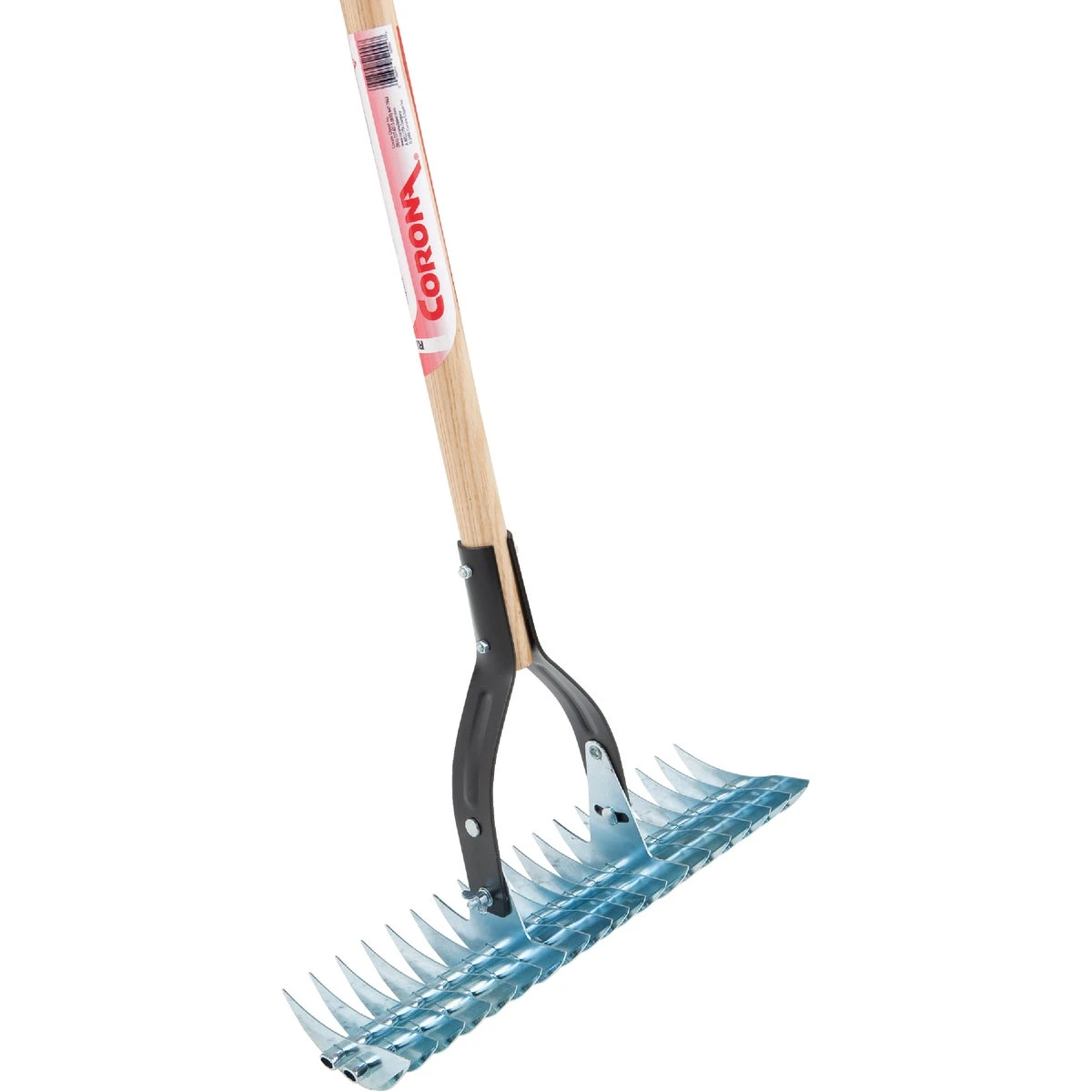 15 Inch Steel Landscape Rake With 19 Tines And 54 Inch Wooden Handle