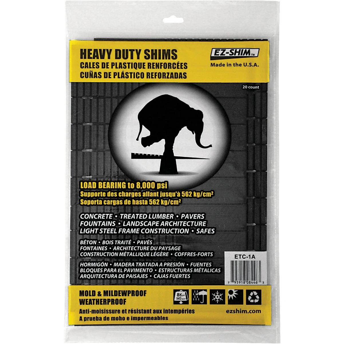 Ez-shim 8 In. L Plastic Heavy-duty Shim (20-count)