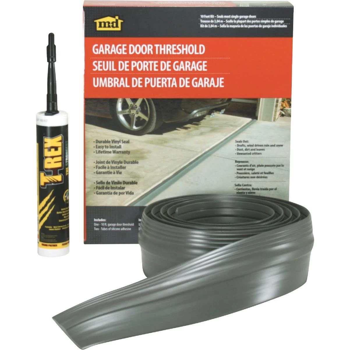 Building Products 10 Ft. Gray Vinyl Garage Door Threshold Kit